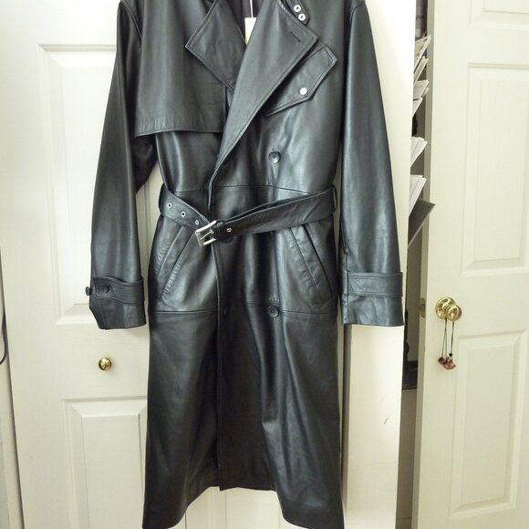 Young Poets Society Double Breasted Leather Trench Coat - Picture 6 of 15